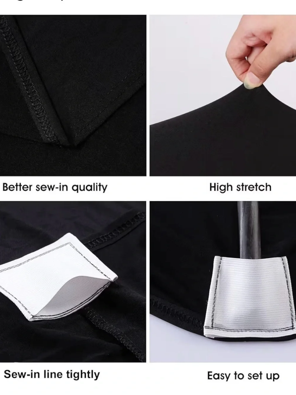 Set of 2: Stretch Table Cover for Folding Tables - Black